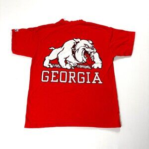 Vintage University Georgia Logo 7 Pocket T Shirt Red Sz S (Tag L) Bulldogs UGA